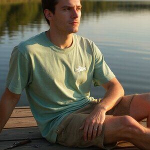 Men's Embroidered Bass Fish Short Sleeve Crusher Tee